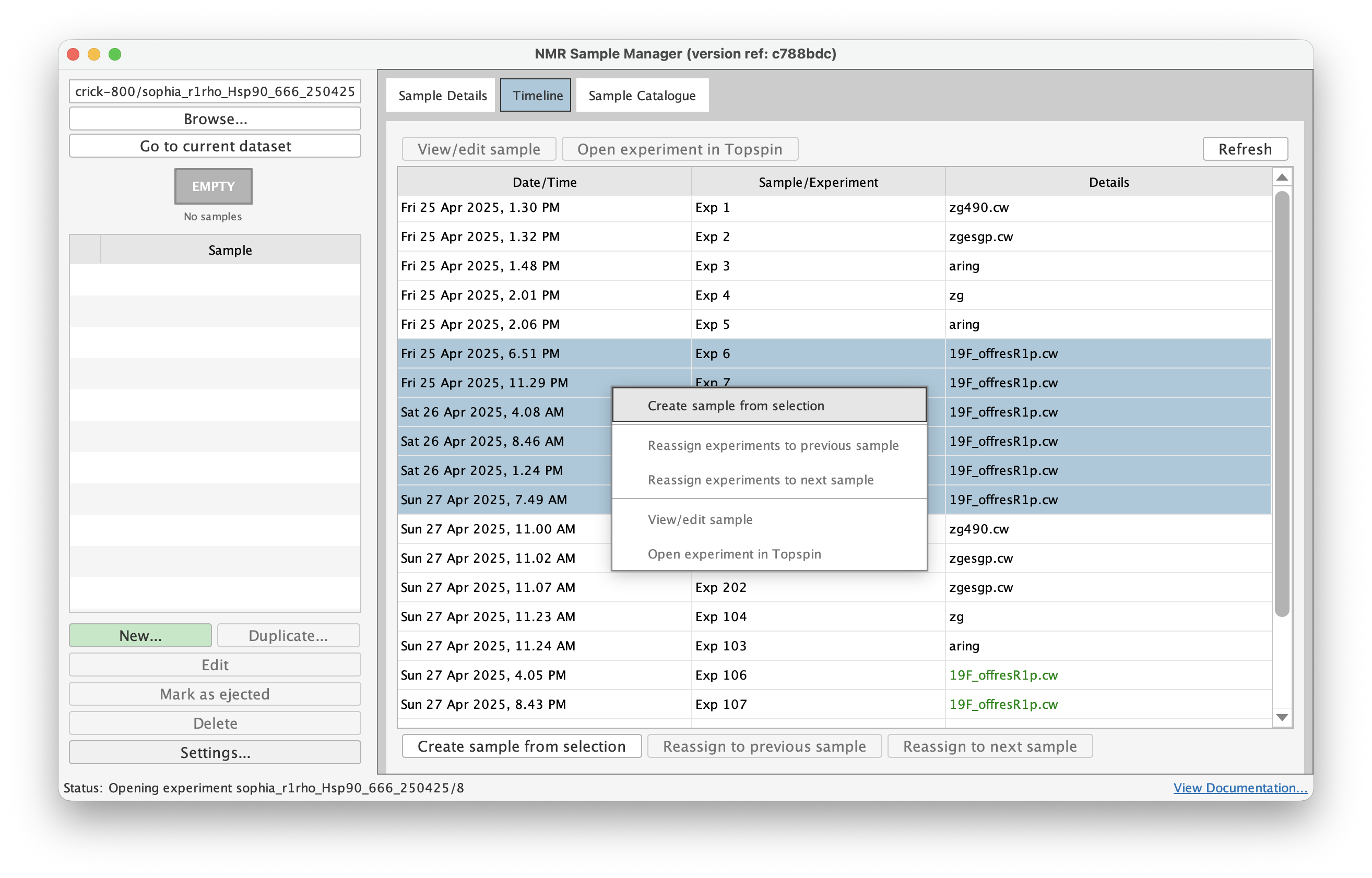 Screenshot illustrating creation of a retrospective sample annotation