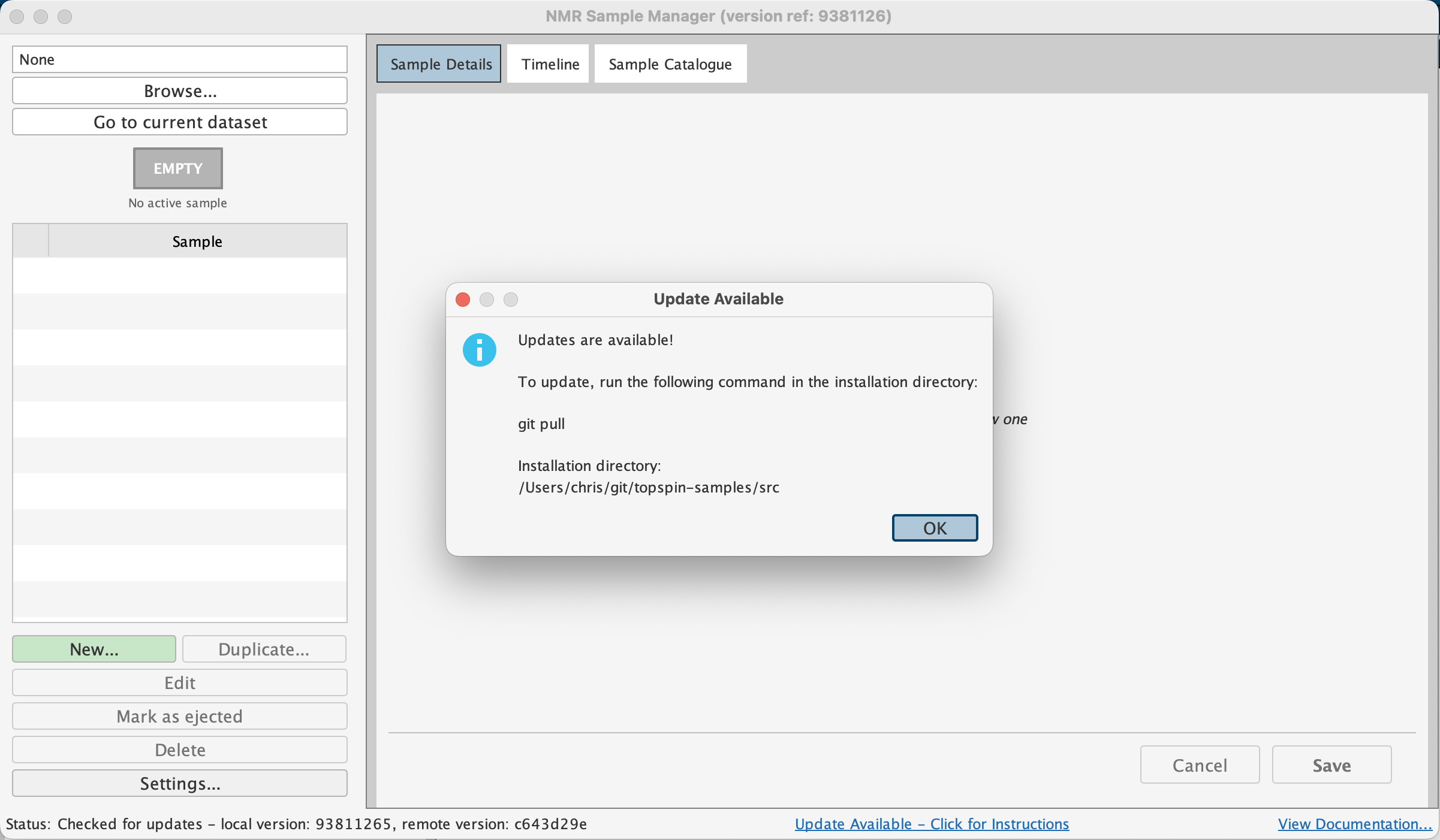 Update notification screenshot